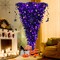 Gymax 7FT Pre-lit Upside Down Black Halloween Tree Artificial Christmas Tree